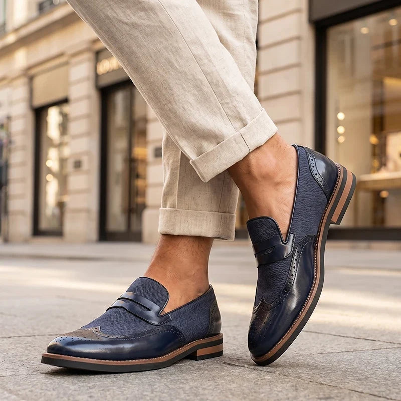 Everett - Leather Woven Brogue Loafers