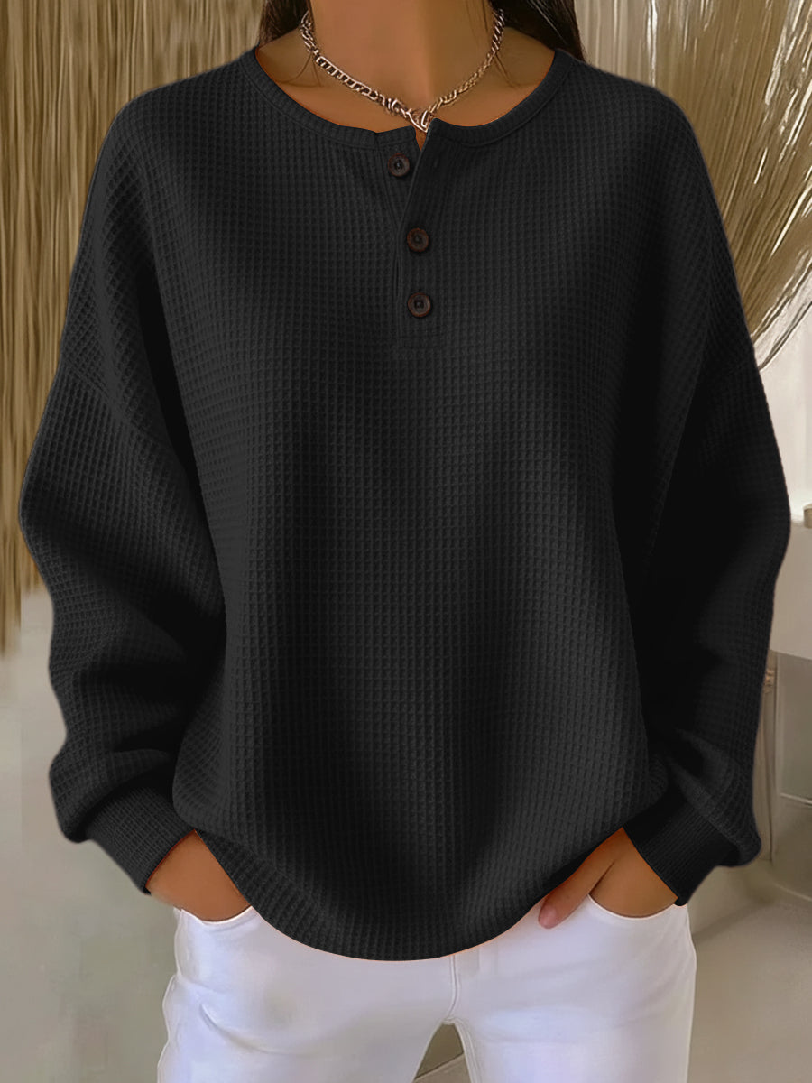 Tessa – Textured Henley Sweatshirt