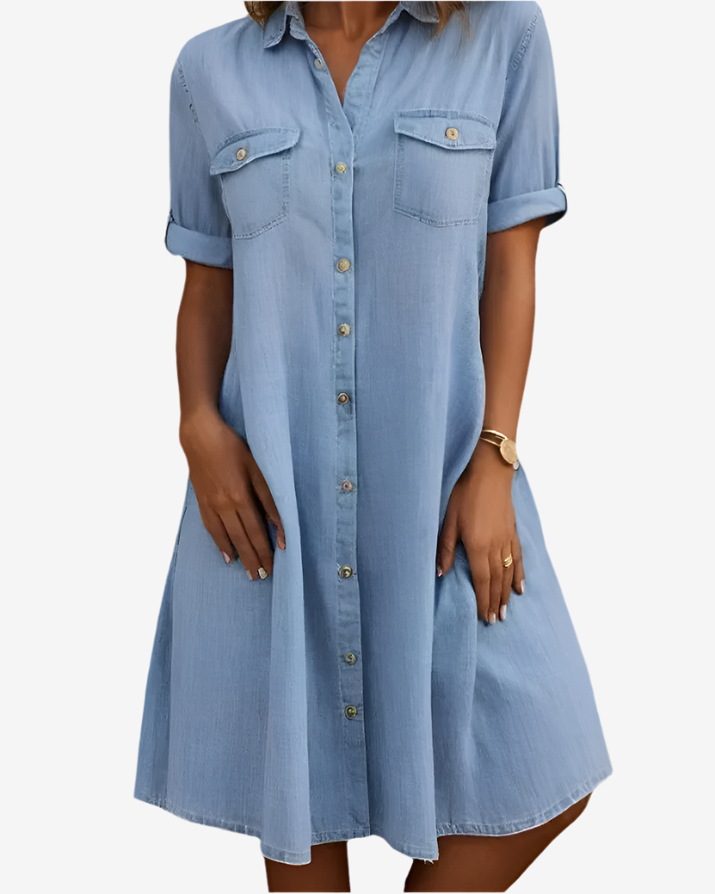 Lena - Casual Denim Shirt Dress