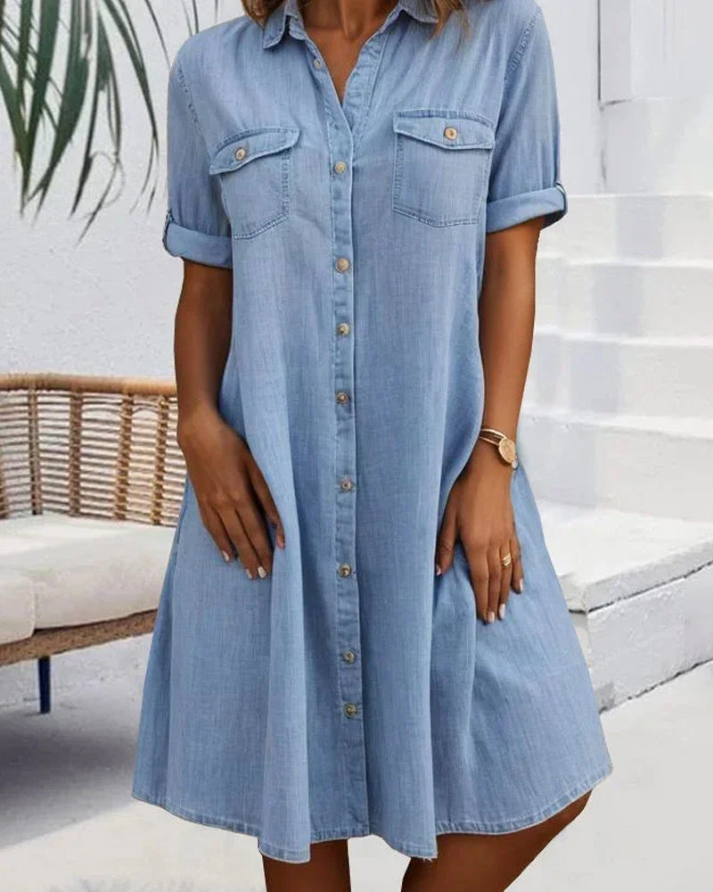Lena - Casual Denim Shirt Dress