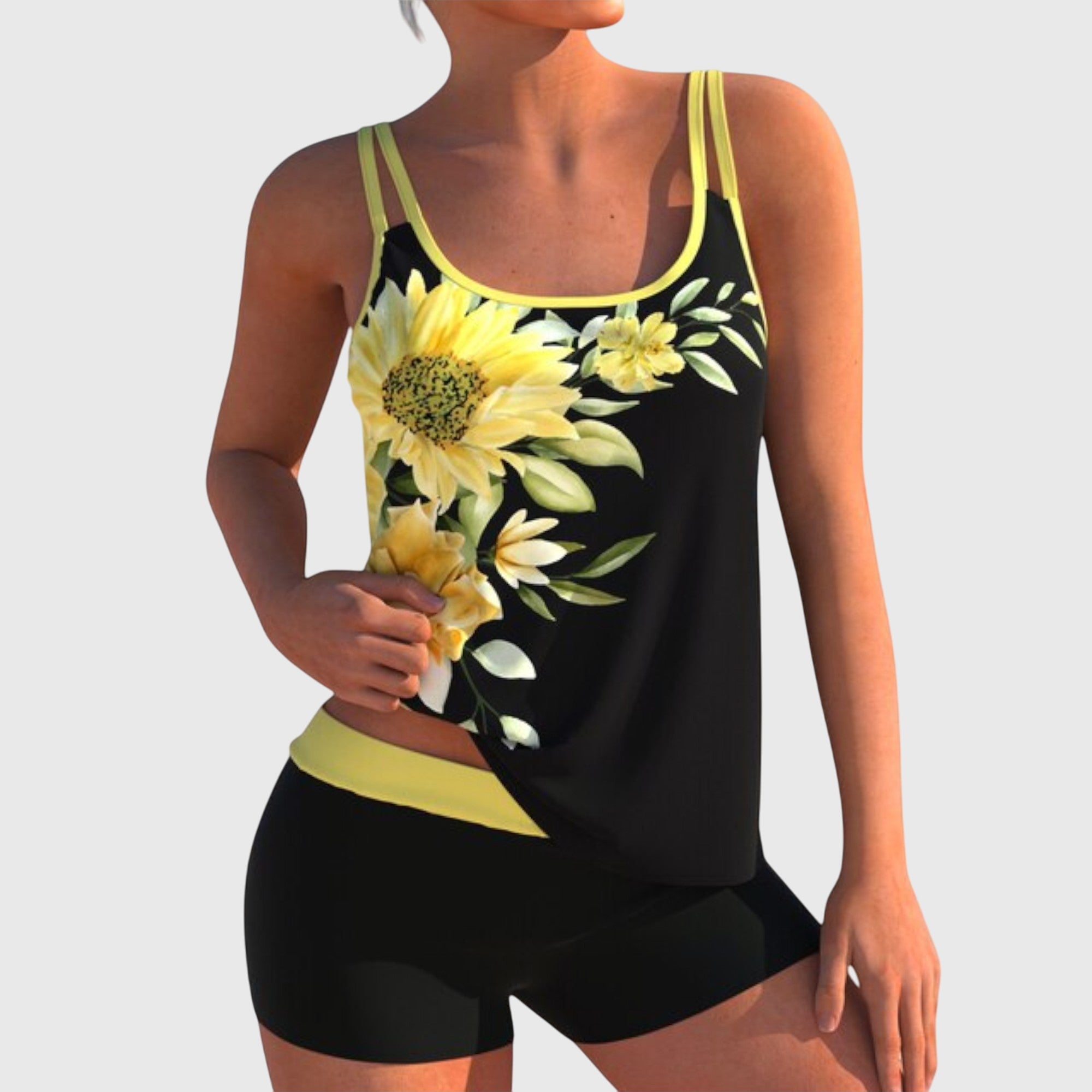 Flor – Floral Tankini with Shorts & Tummy-Flattening Effect