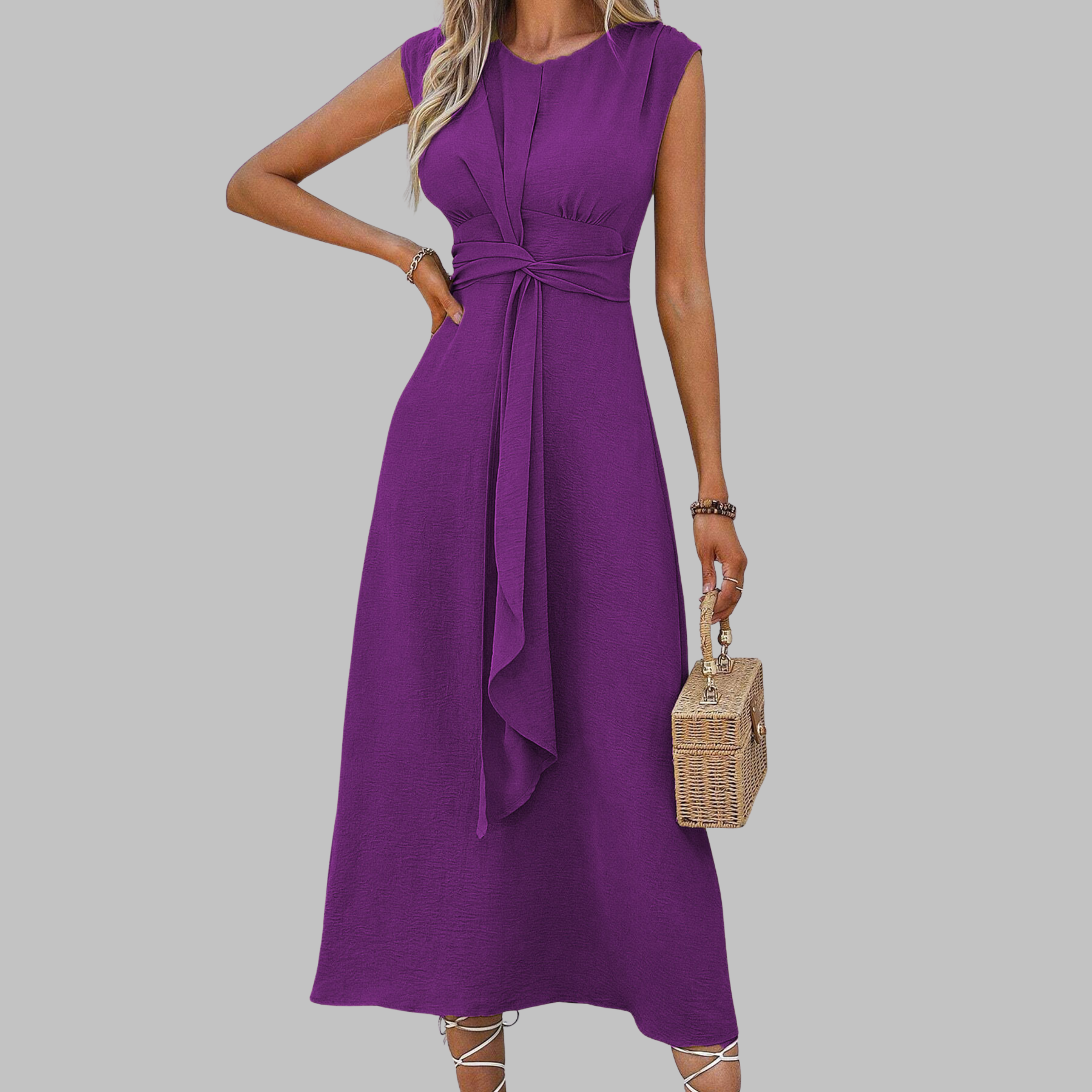 Rosemary - Elegant Sleeveless Round-Neck Maxi Dress