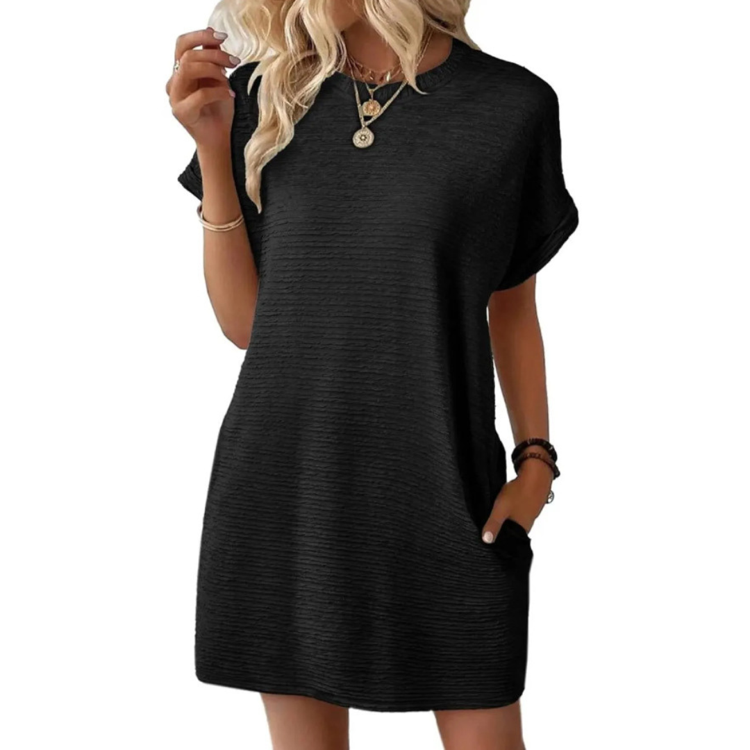 Evah – Casual Minimalist Round Neck Summer Dress