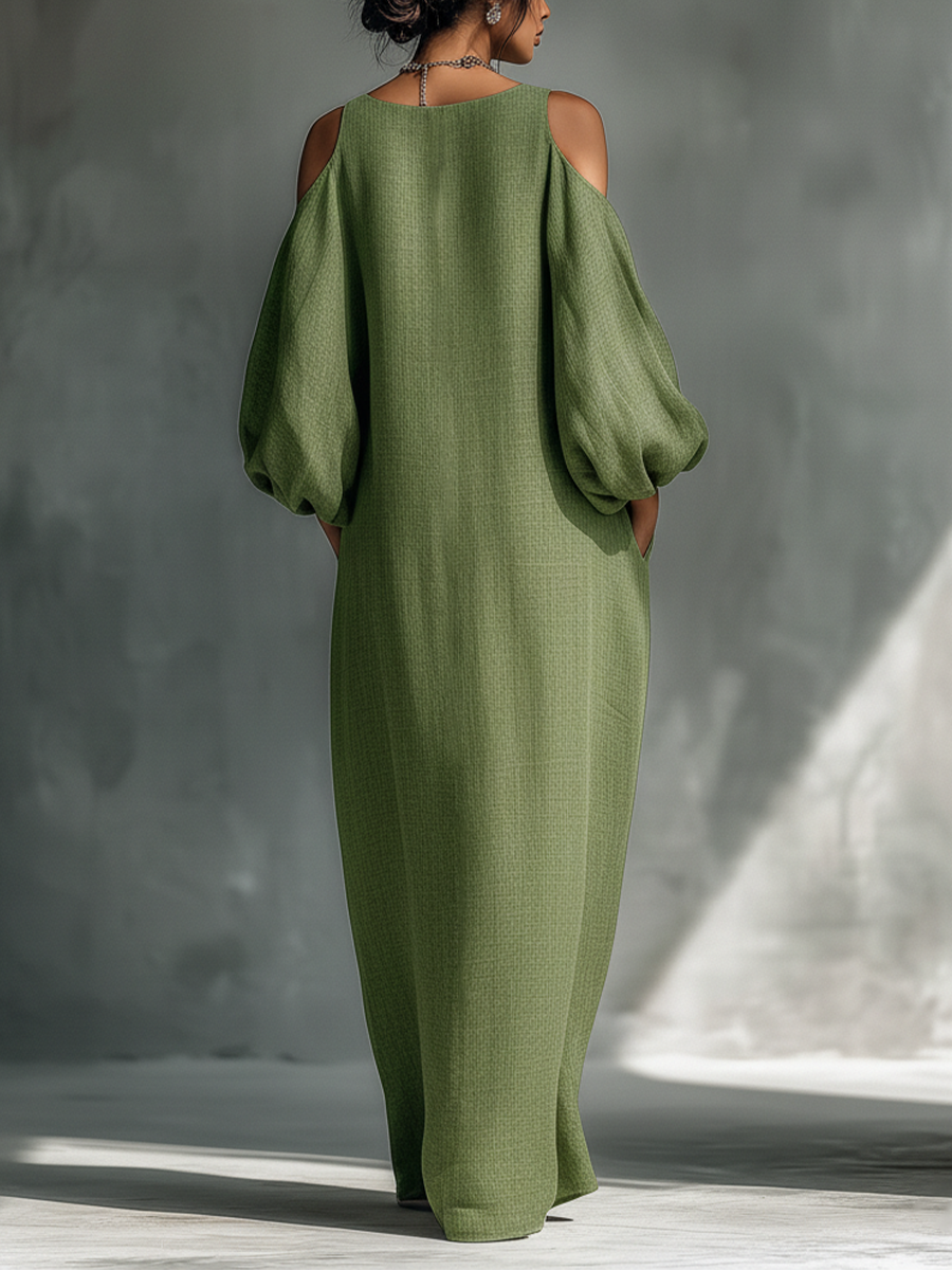 Sharlyn - Flowing Cold-Shoulder Maxi Dress