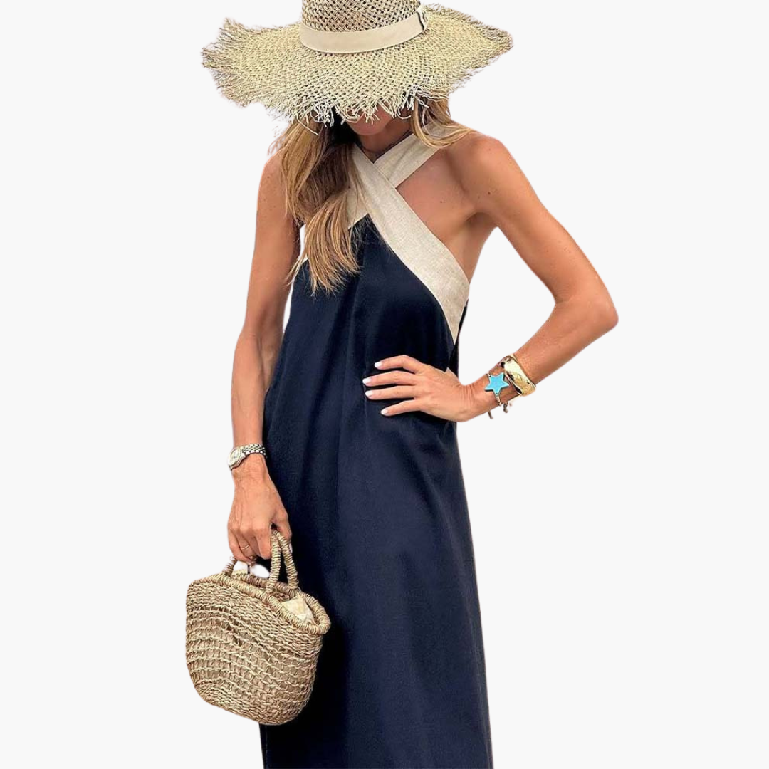 Eliza | Crossover Halter Maxi Dress