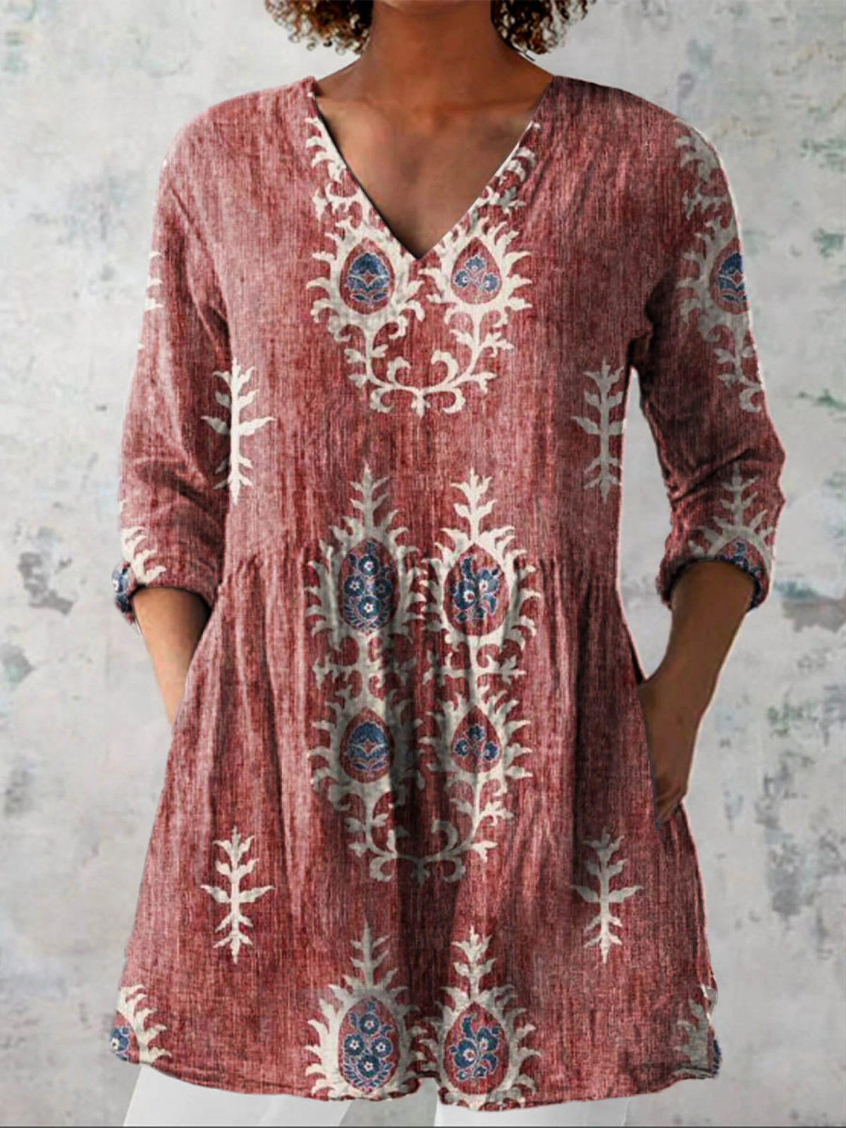Annie - Long Blouse with V-Neck