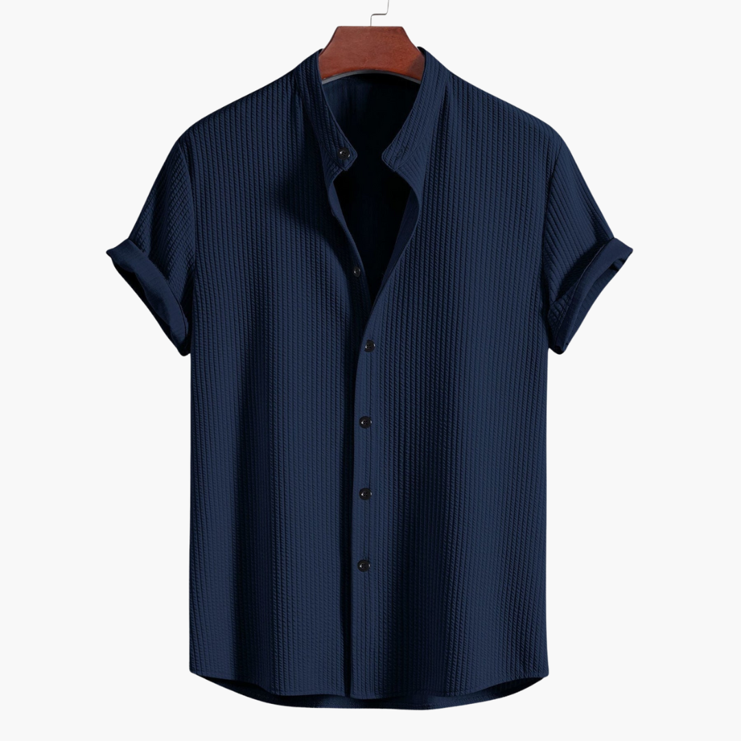 Eddie – Ribbed Stand-Up Collar Shirt for Men