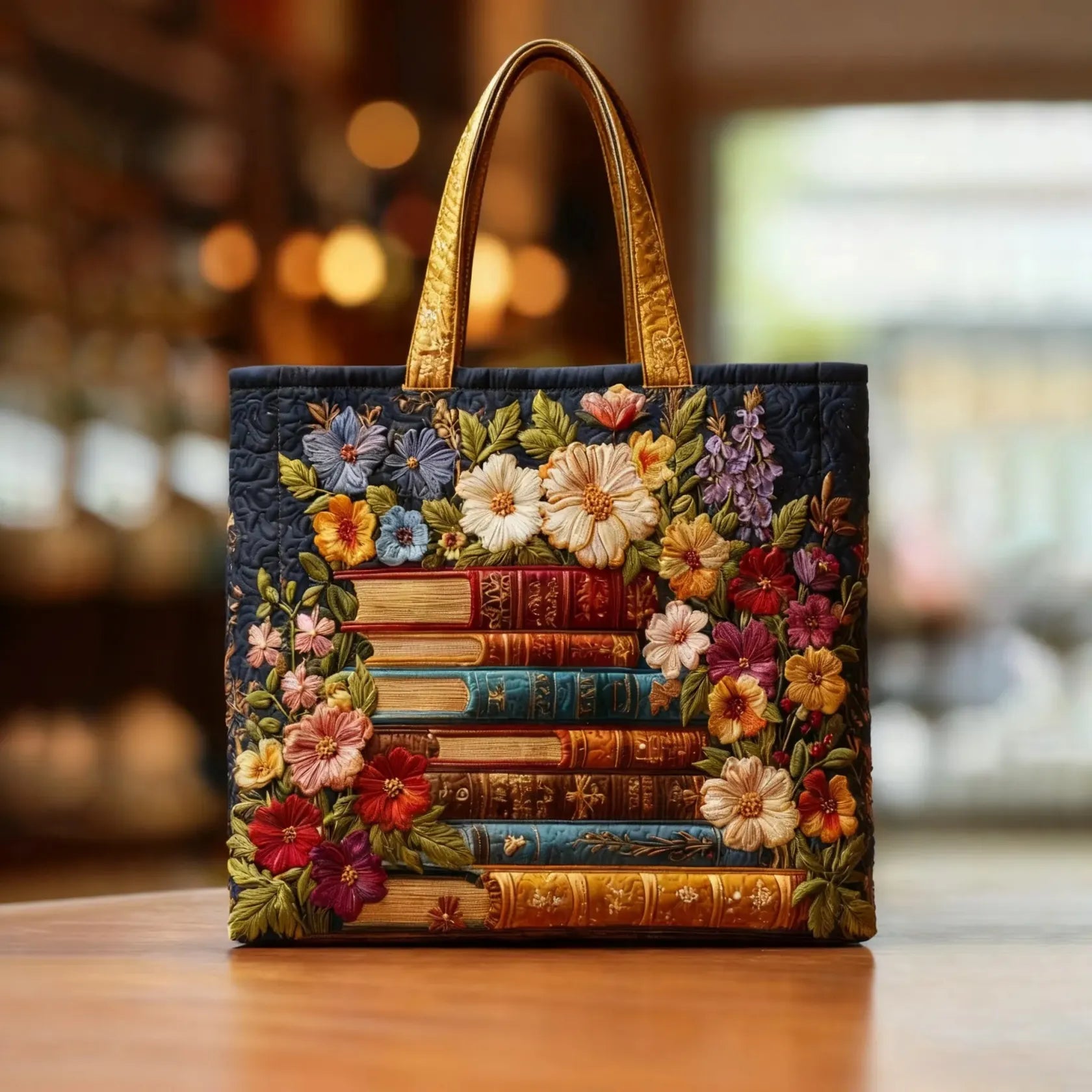 Millie – Floral Print and Books Handmade Tote Bag