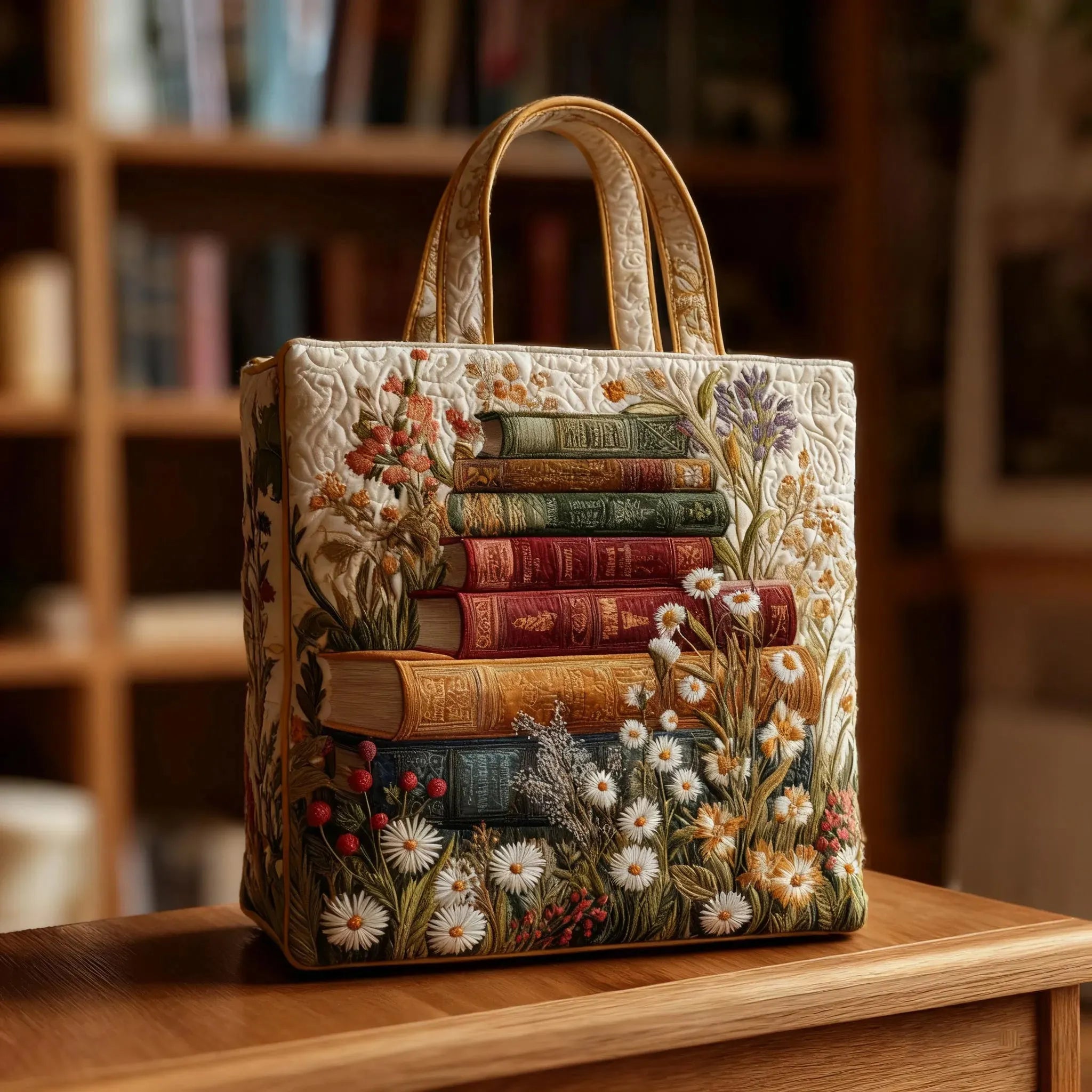 Maple – Floral Pattern Handmade Quilted Tote Bag