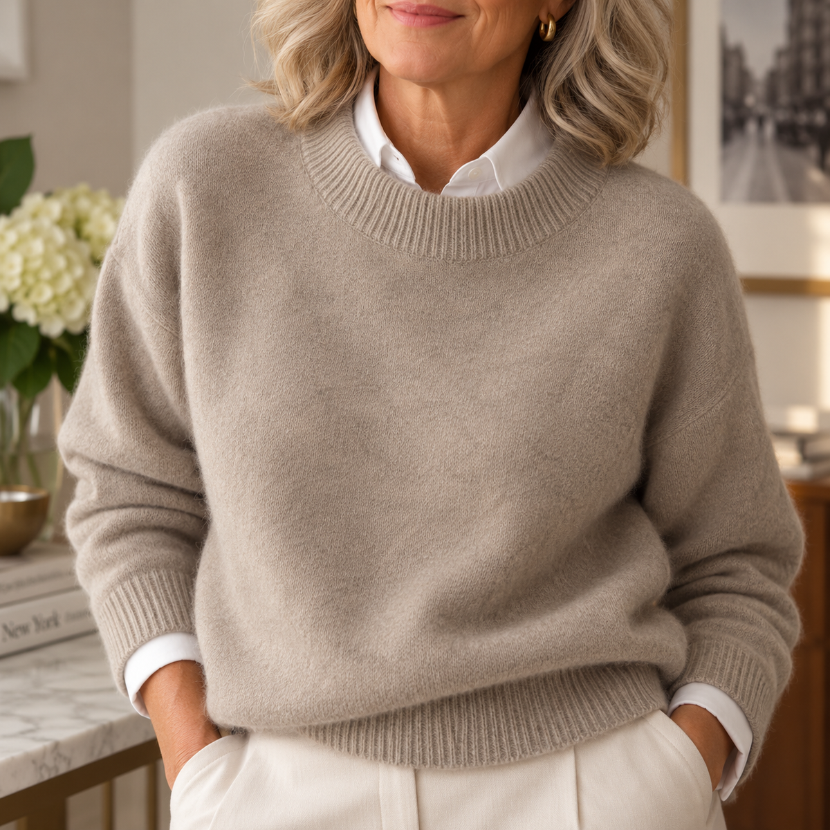 Harlow - Soft Cashmere-Blend Mock Neck Sweater