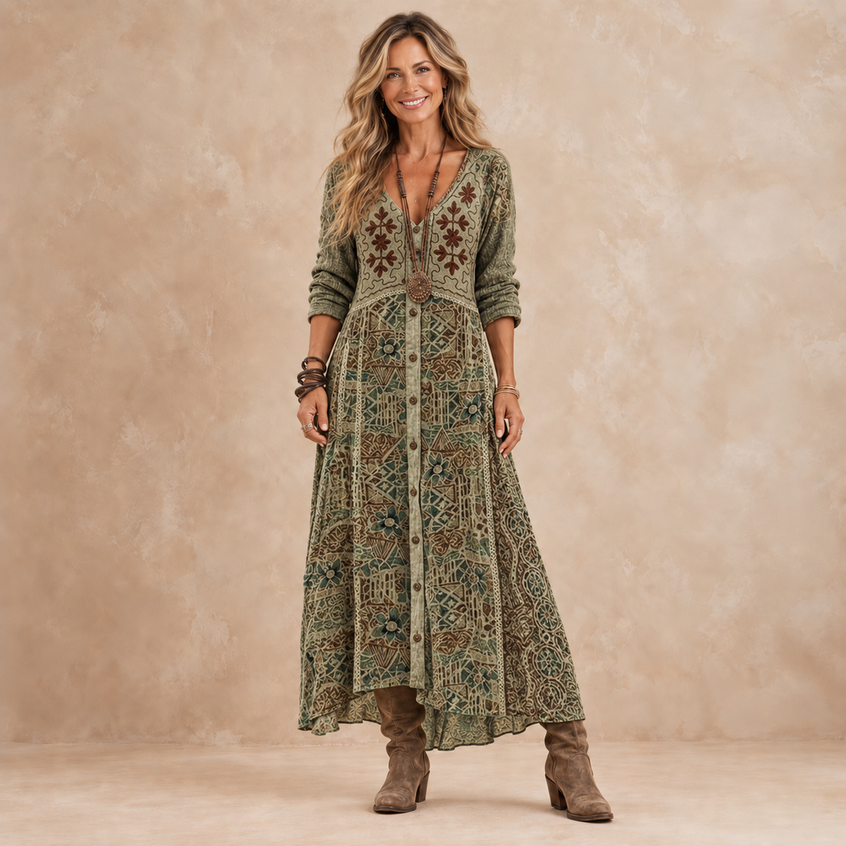 Miley – Botanical Print Maxi Dress