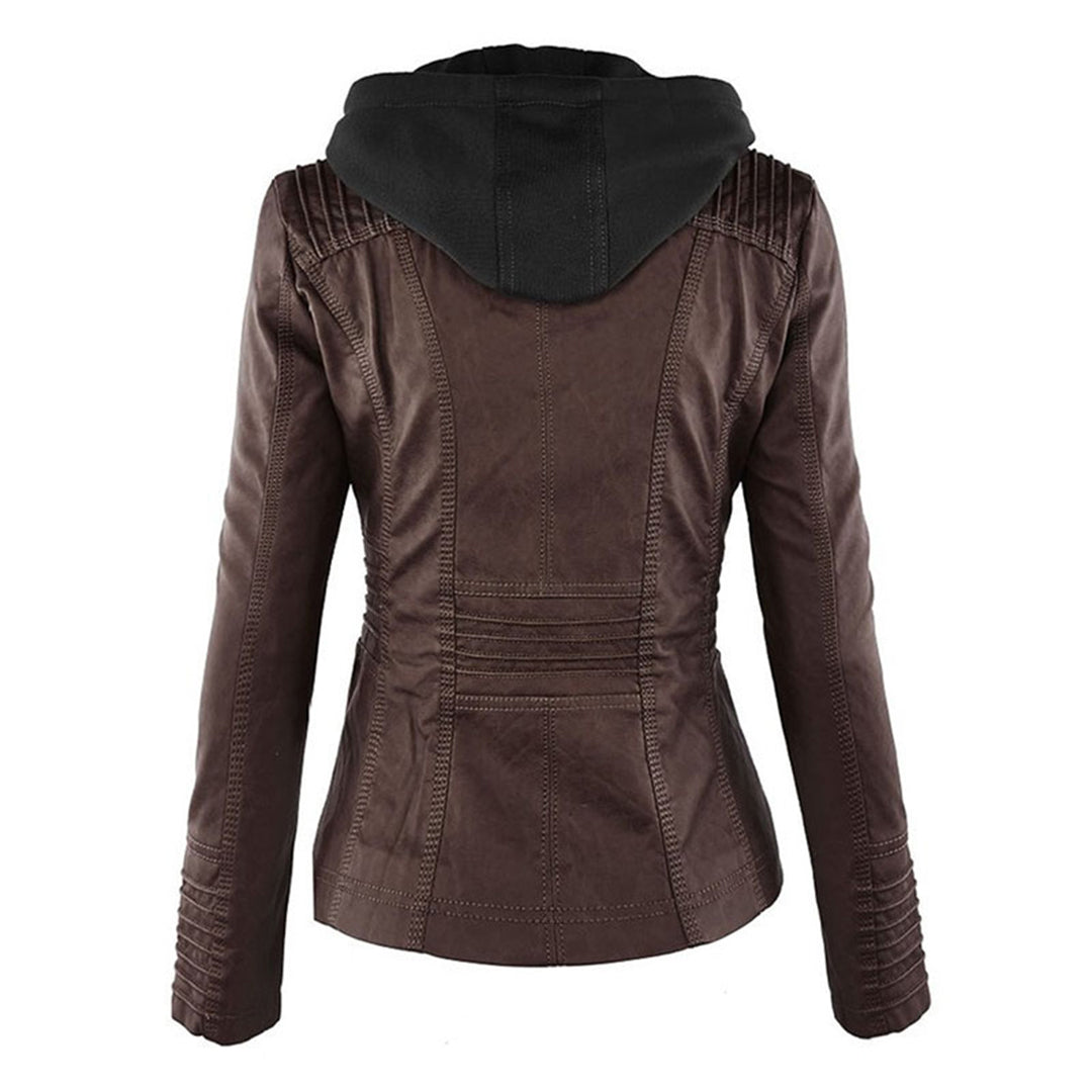 Cecille – Modern Leather Jacket with Hood