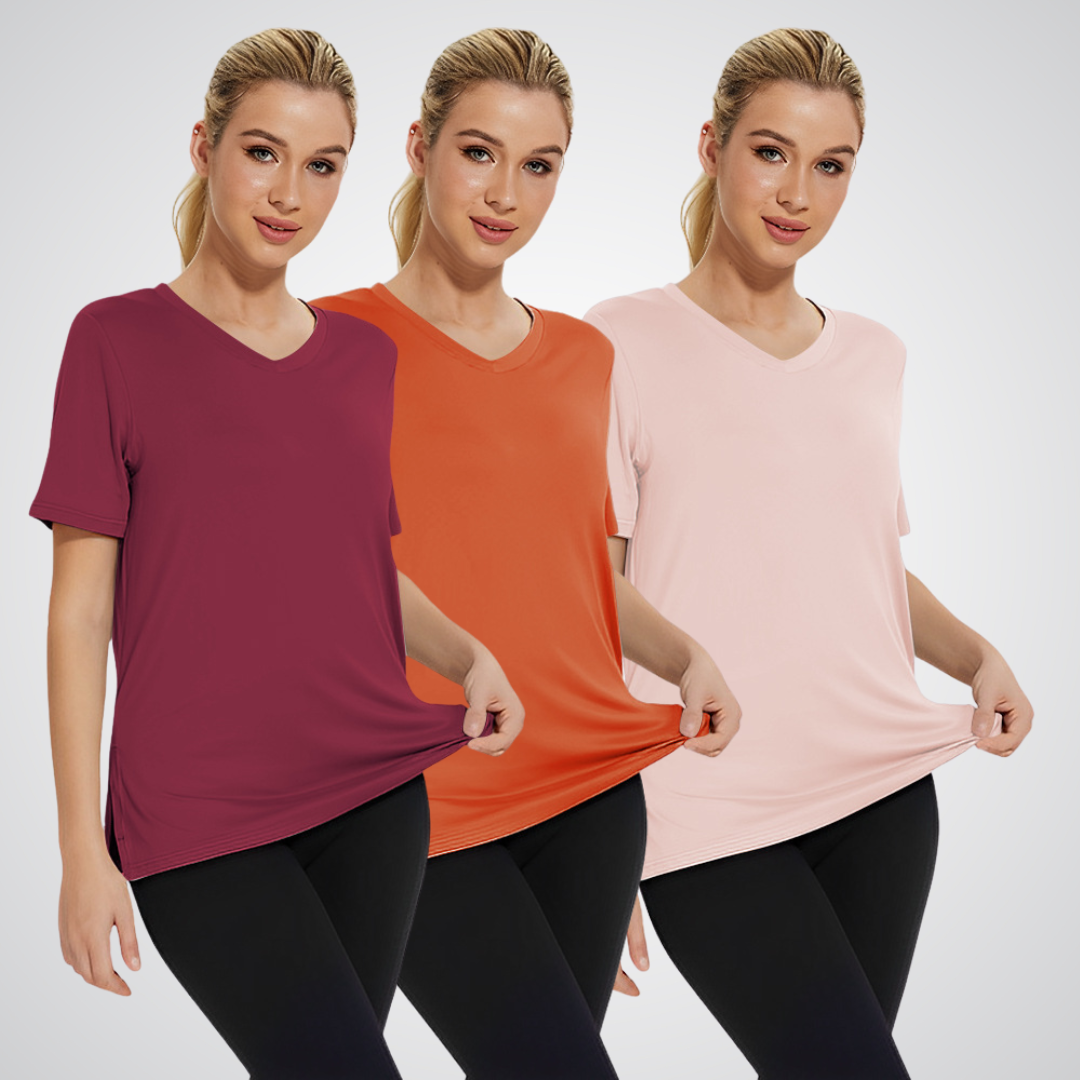 Celene – 3-Pack Casual Loose Fit V-Neck Tees