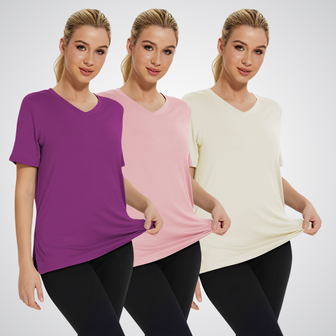 Celene – 3-Pack Casual Loose Fit V-Neck Tees