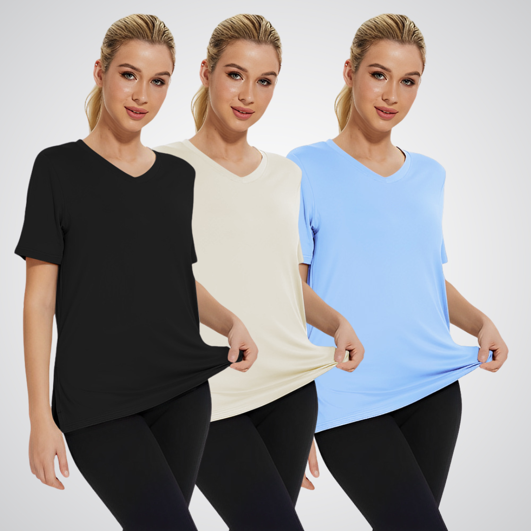 Celene – 3-Pack Casual Loose Fit V-Neck Tees