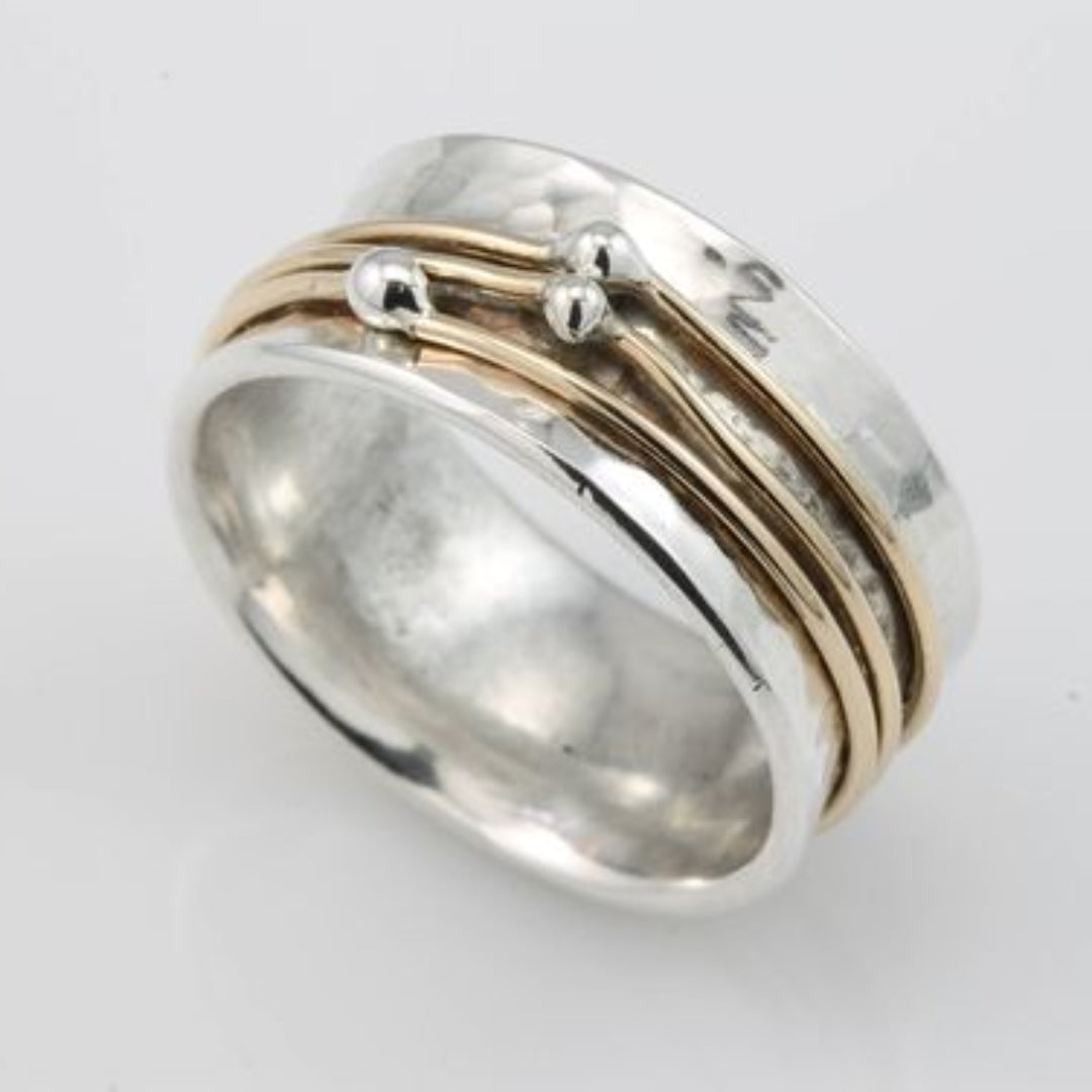 Shaina - Silver Ring with Vintage Gold Finish