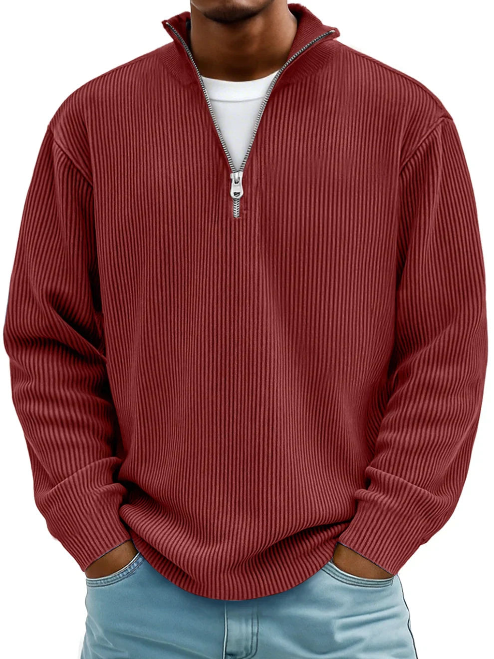 Grayson - Ribbed Zip-Collar Sweater