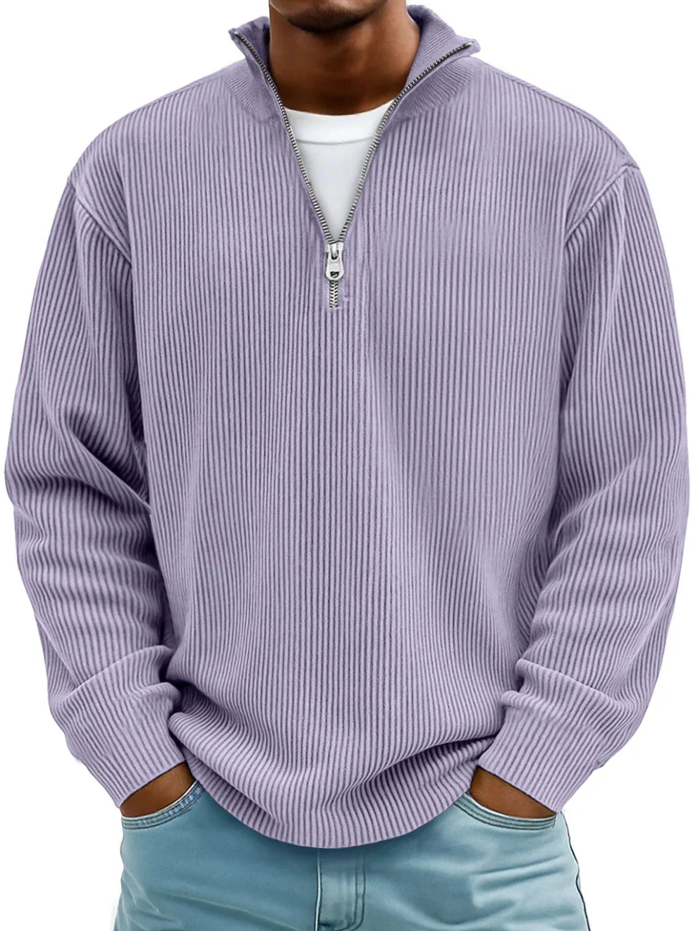Grayson - Ribbed Zip-Collar Sweater
