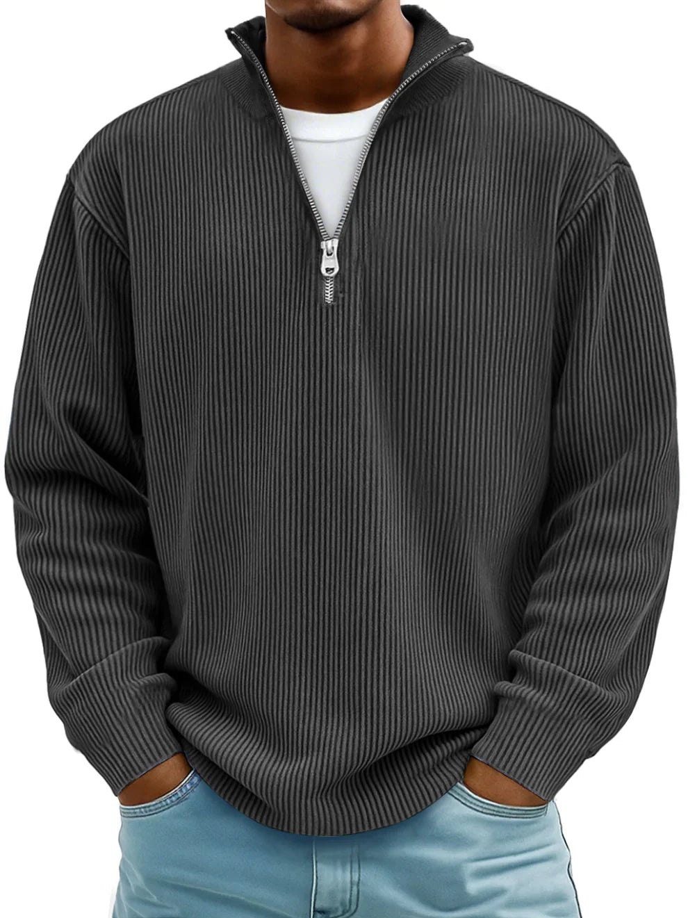Grayson - Ribbed Zip-Collar Sweater