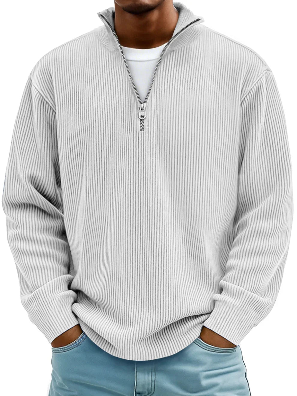 Grayson - Ribbed Zip-Collar Sweater