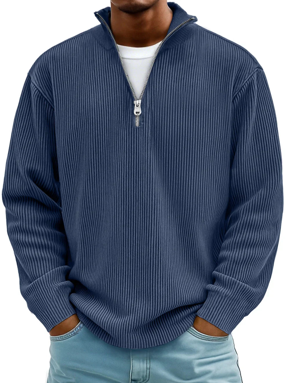 Grayson - Ribbed Zip-Collar Sweater