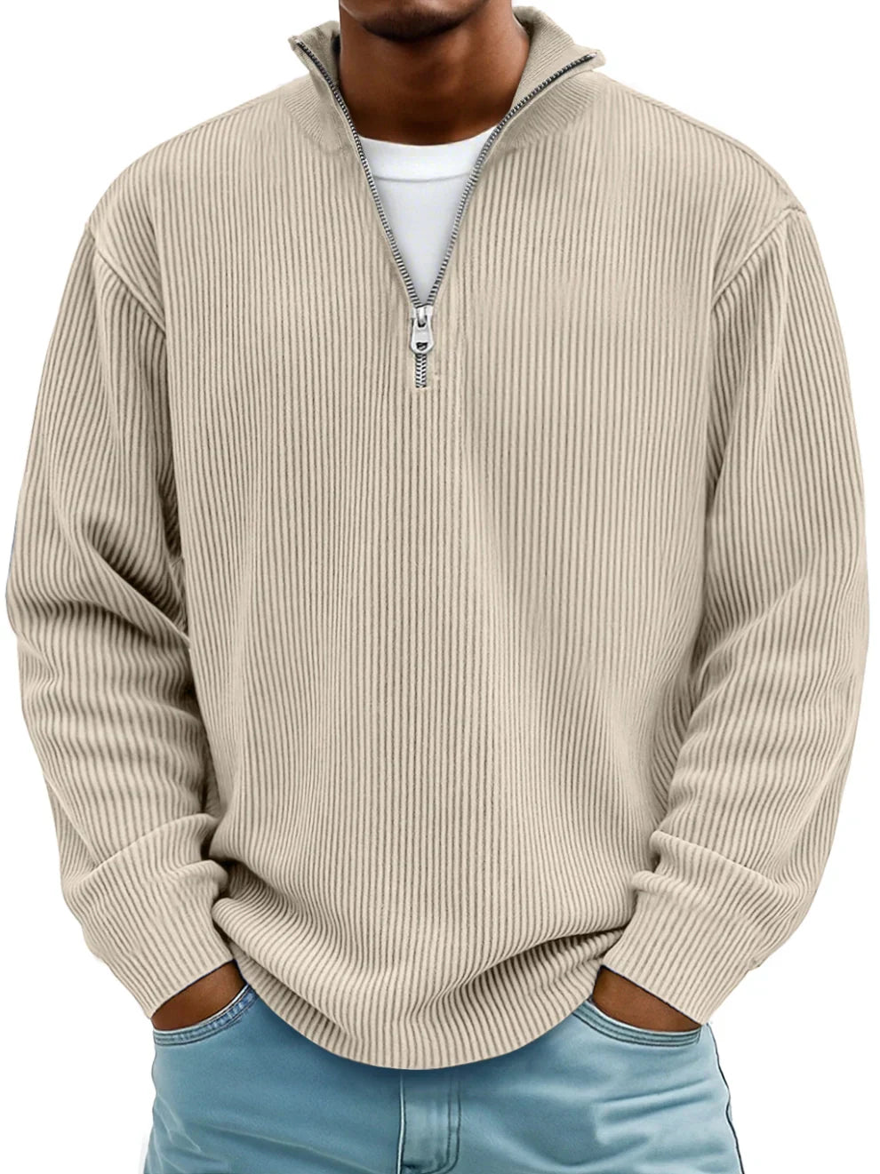 Grayson - Ribbed Zip-Collar Sweater