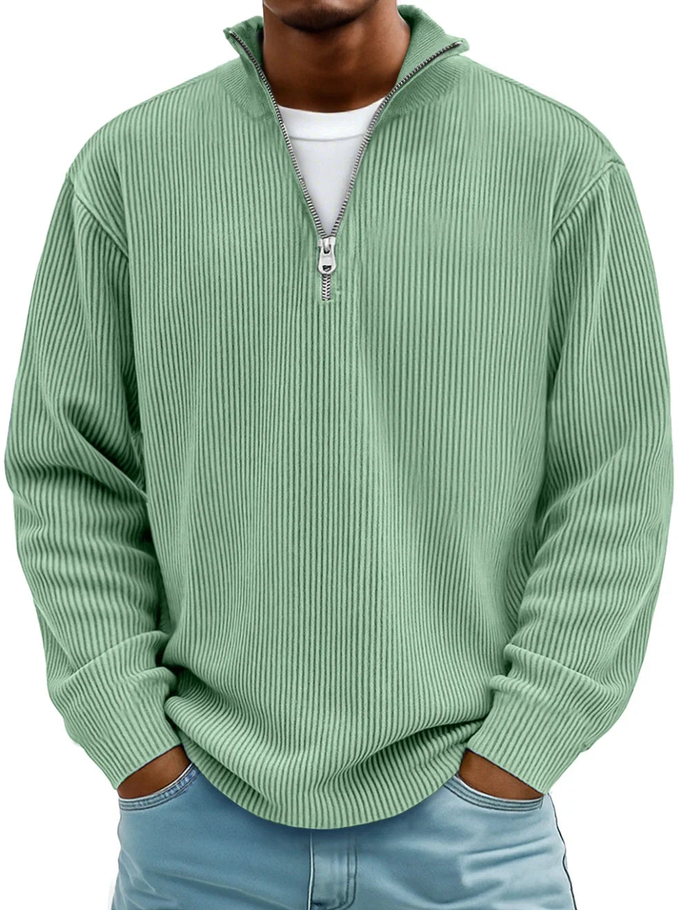 Grayson - Ribbed Zip-Collar Sweater