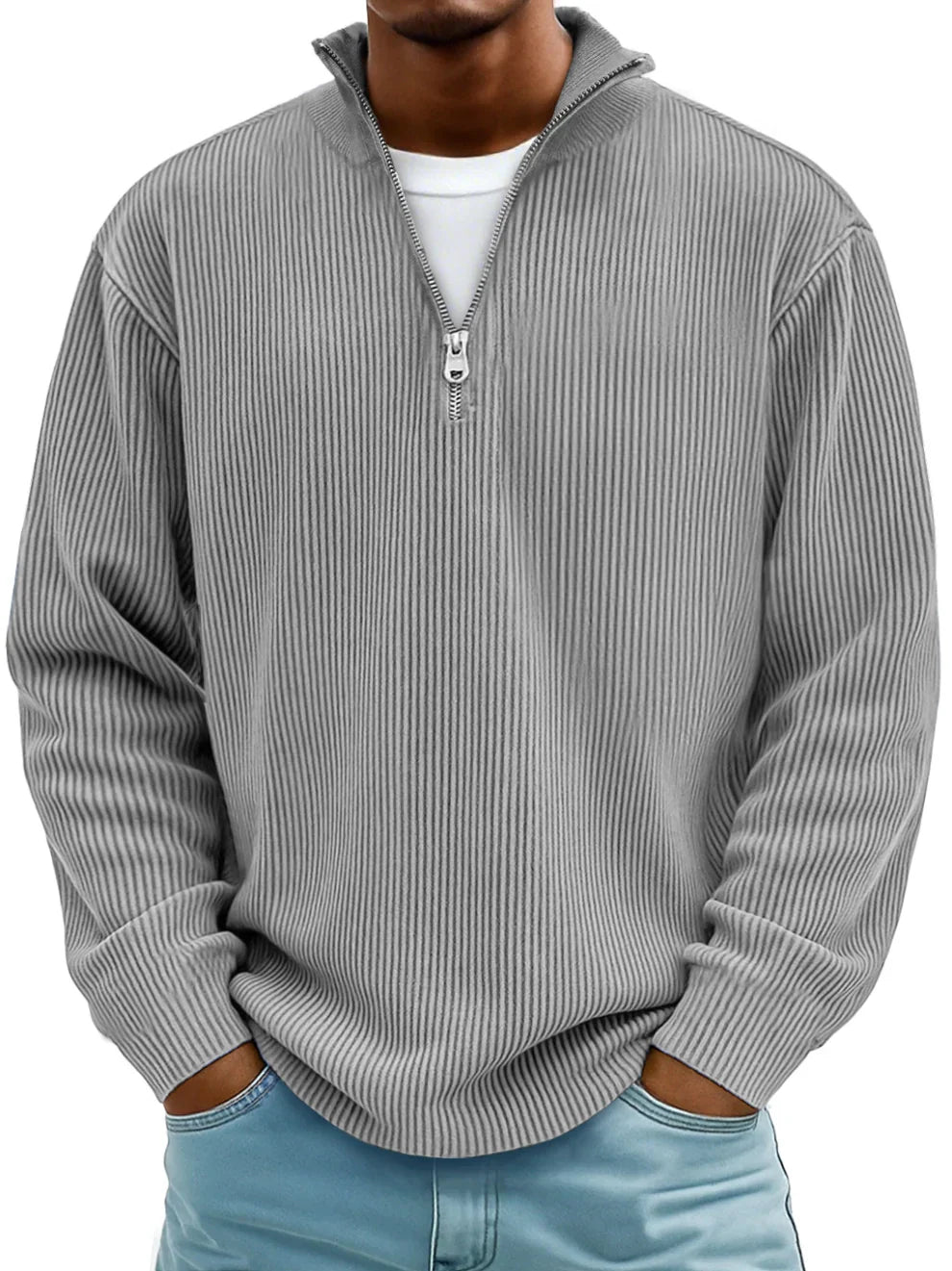 Grayson - Ribbed Zip-Collar Sweater