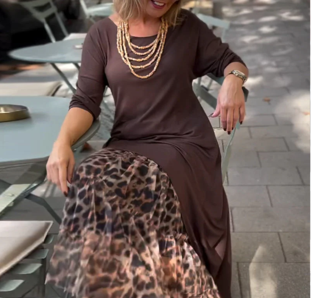 Rufa – Asymmetric Dress with Tulle Animal Print Skirt