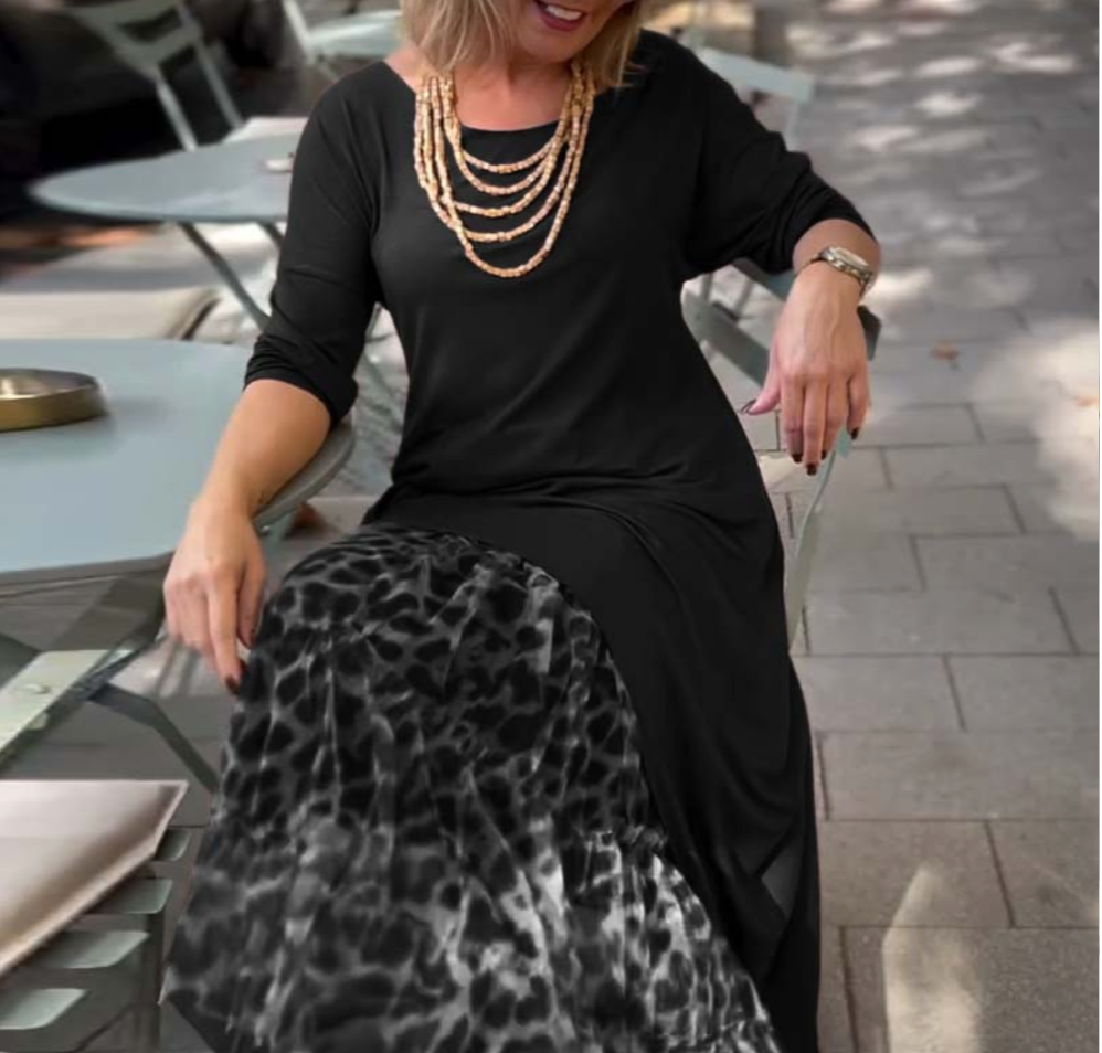 Rufa – Asymmetric Dress with Tulle Animal Print Skirt