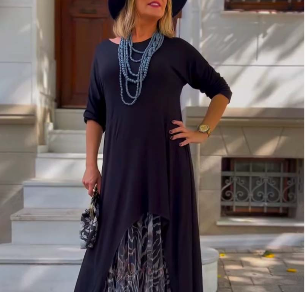 Rufa – Asymmetric Dress with Tulle Animal Print Skirt