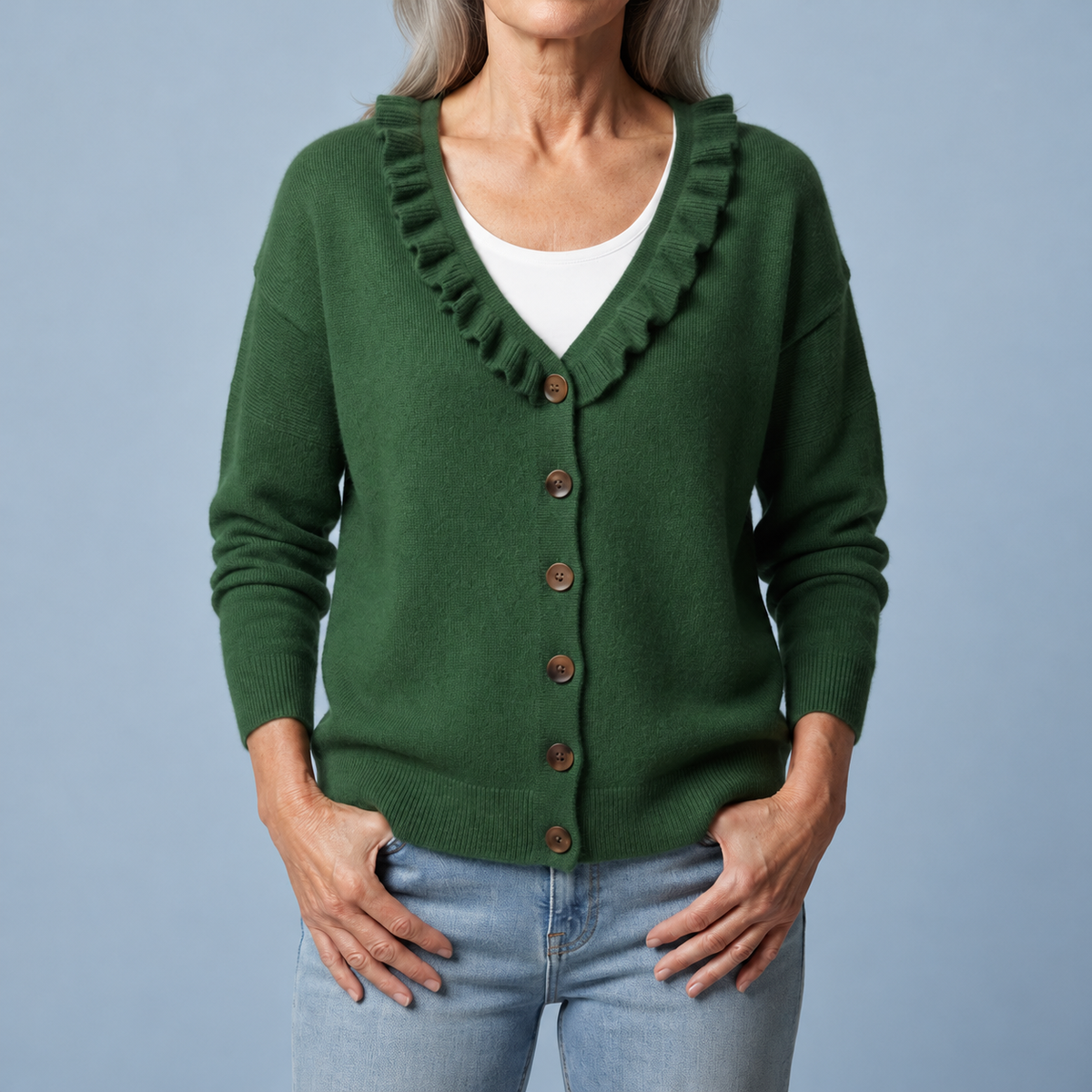 Valerie – Knit Cardigan with Ruffle Collar