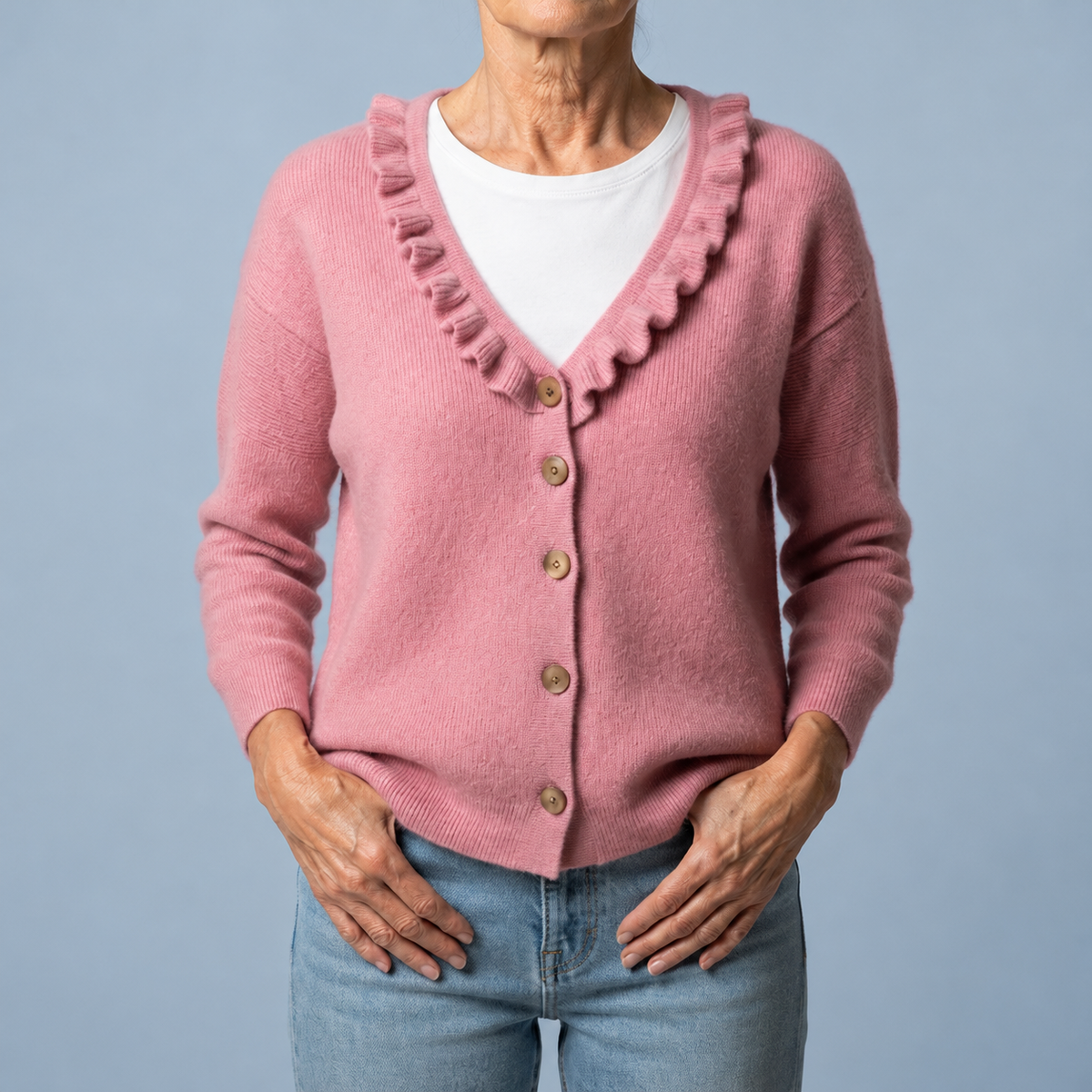 Valerie – Knit Cardigan with Ruffle Collar
