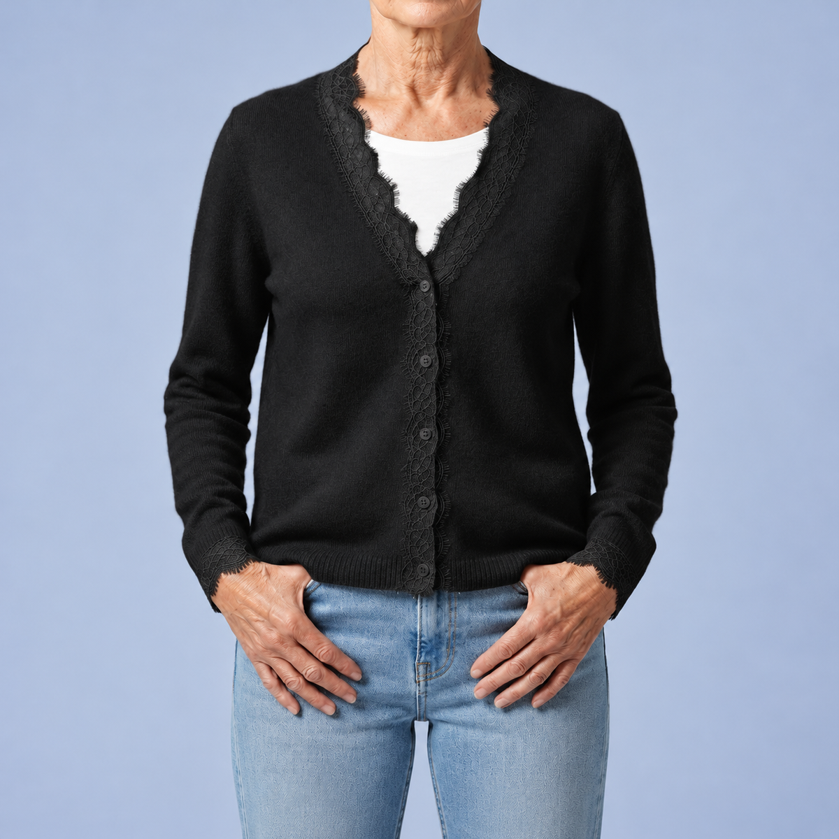 Phoebe – Soft Knit Cardigan with Lace Details