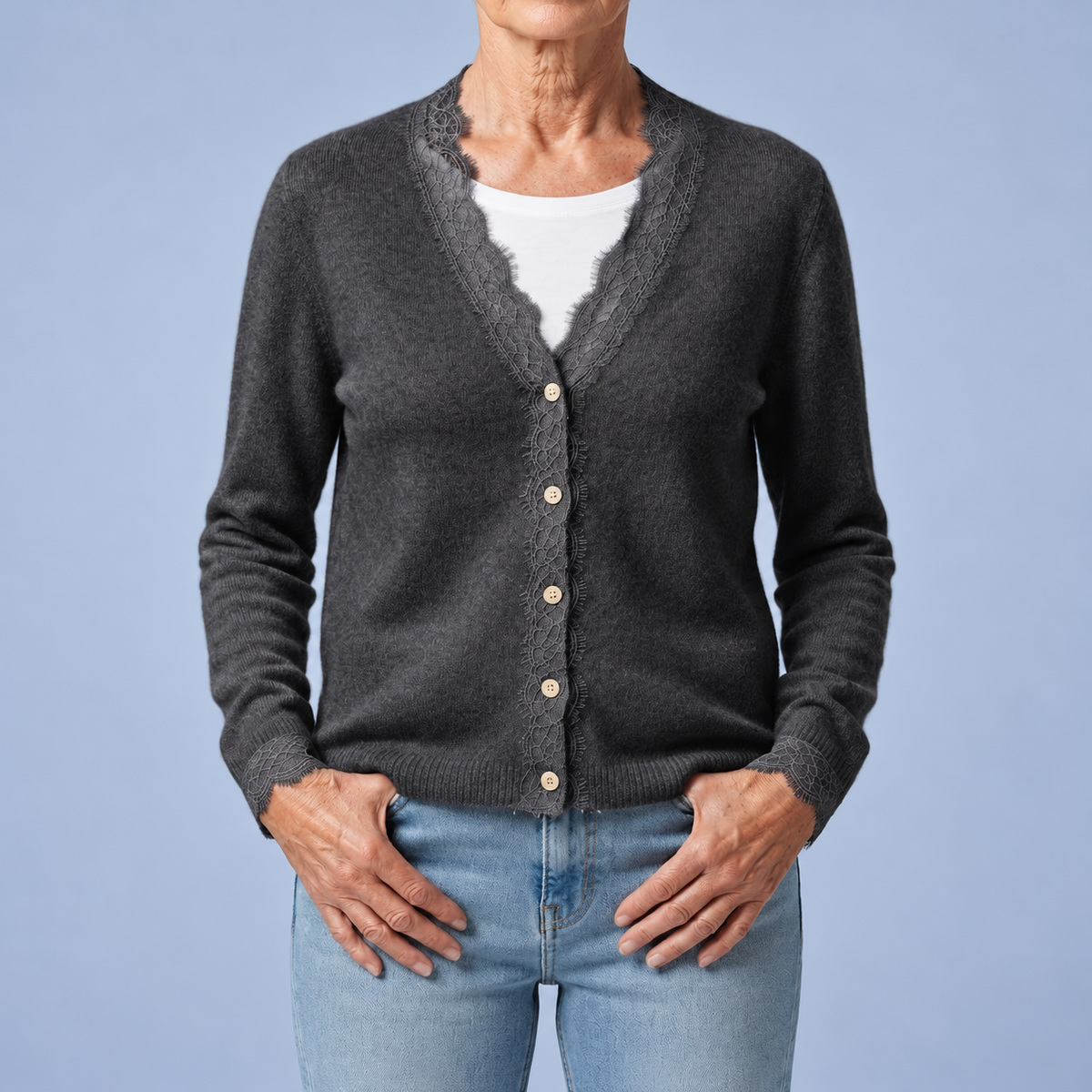 Phoebe – Soft Knit Cardigan with Lace Details
