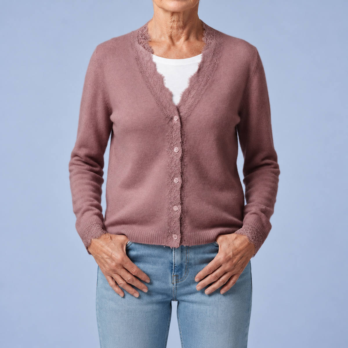 Phoebe – Soft Knit Cardigan with Lace Details