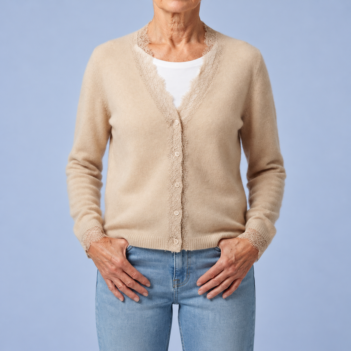 Phoebe – Soft Knit Cardigan with Lace Details
