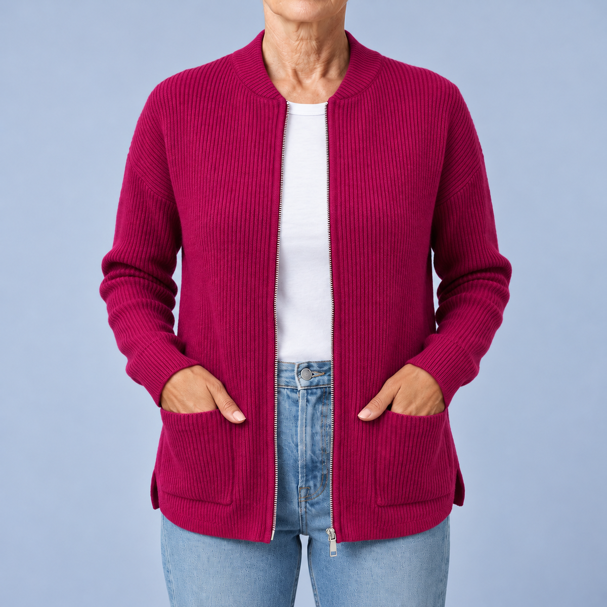 Gemma – Zip-Up Cardigan with Pockets