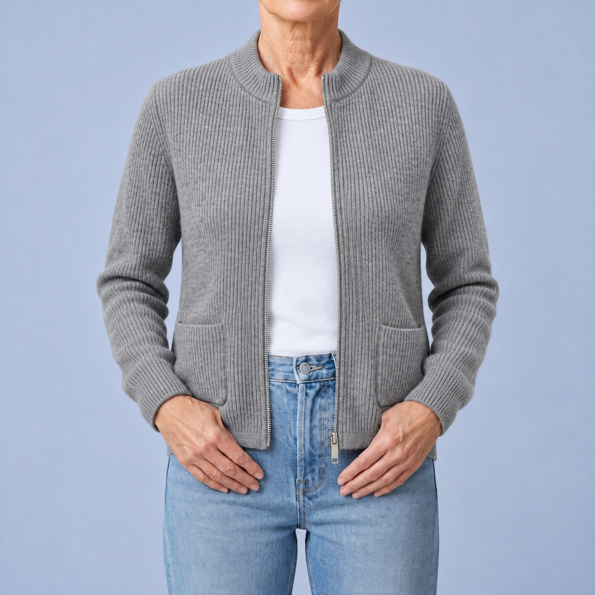 Gemma – Zip-Up Cardigan with Pockets