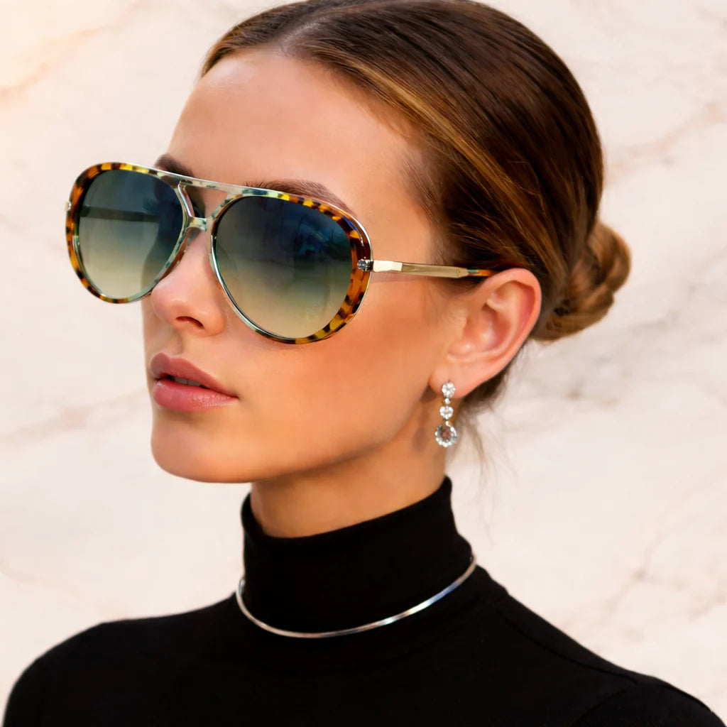 Carie - Retro Aviator Sunglasses