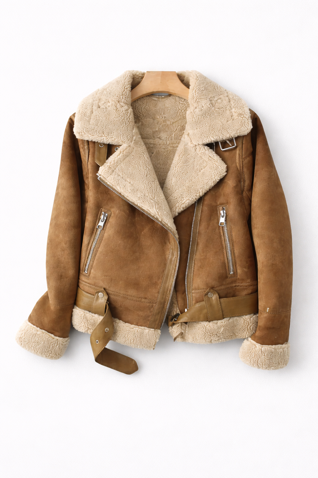 Aurelia – Shearling Suede Aviator Jacket