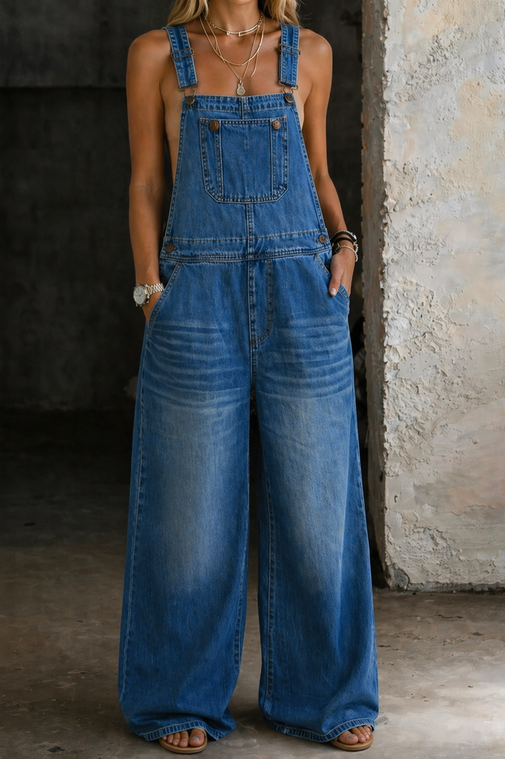 Lily - Elastic Waist Denim Jumpsuit