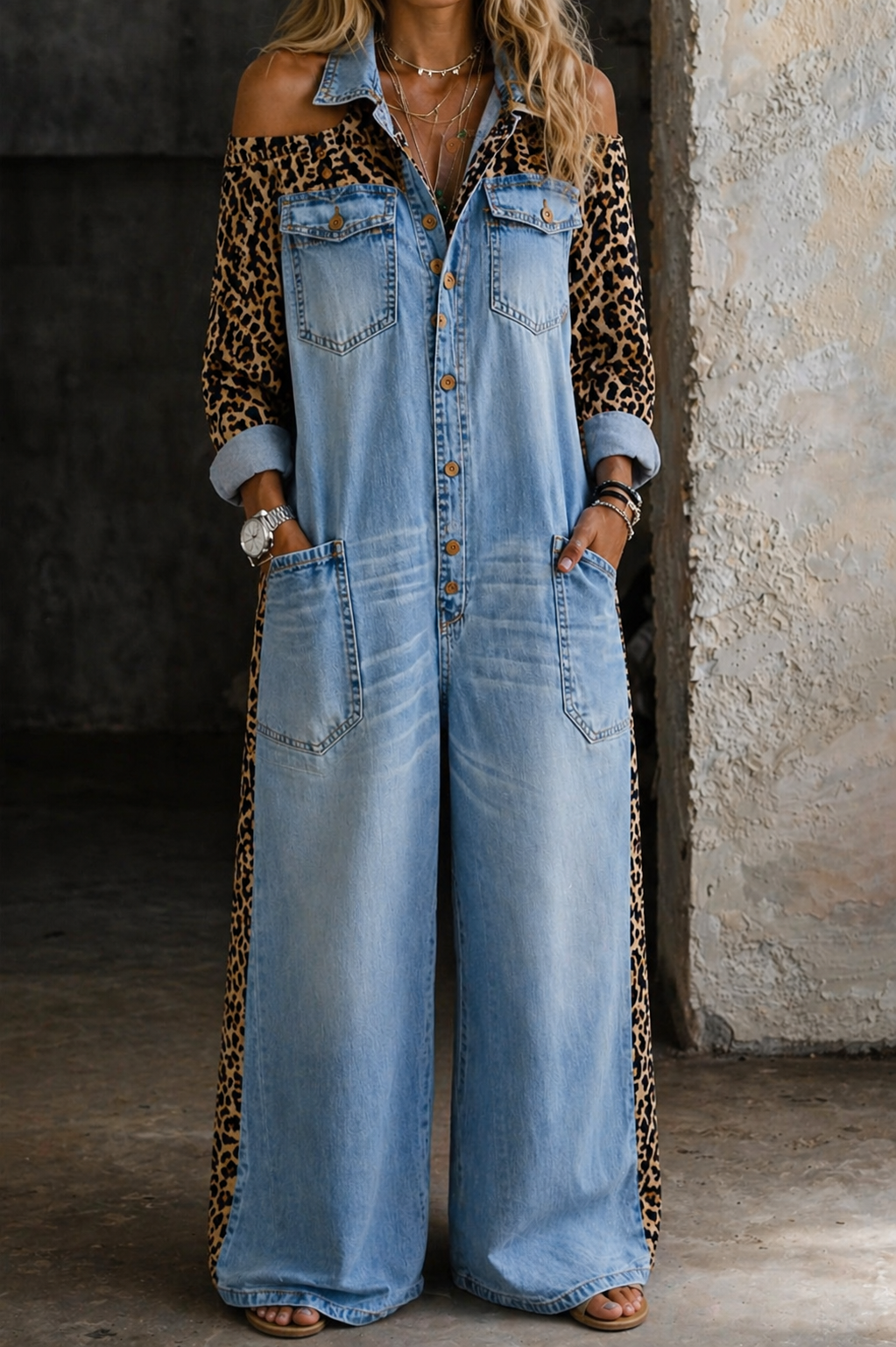 Amelia - One Piece Denim Shirt Jumpsuit