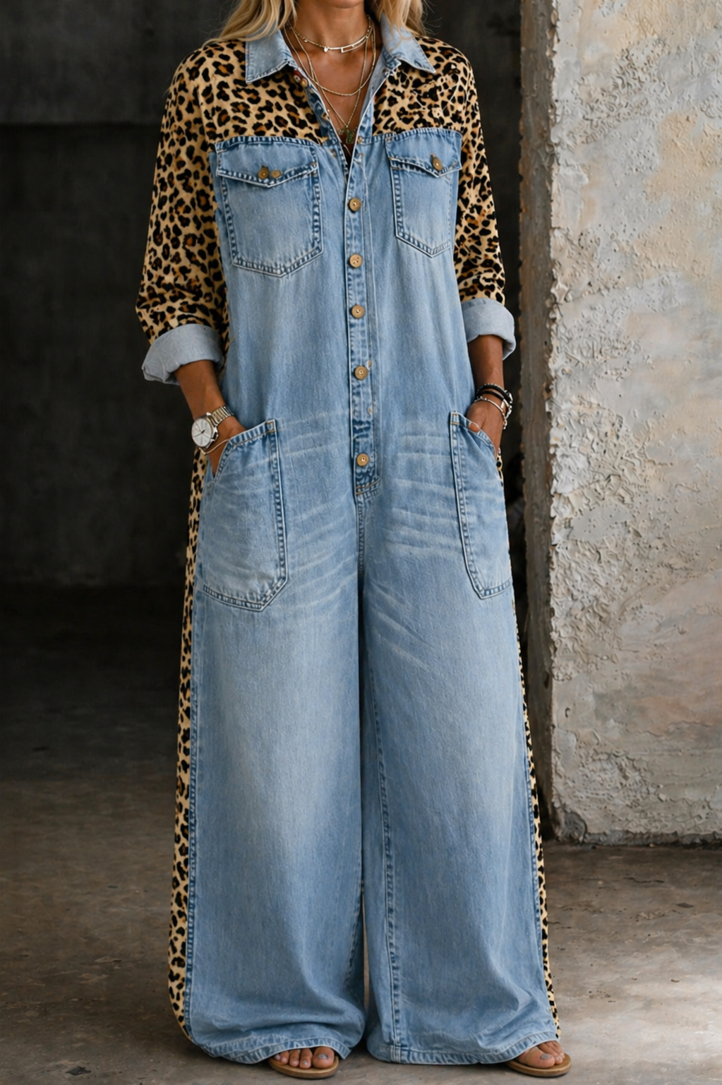 Amelia - One Piece Denim Shirt Jumpsuit