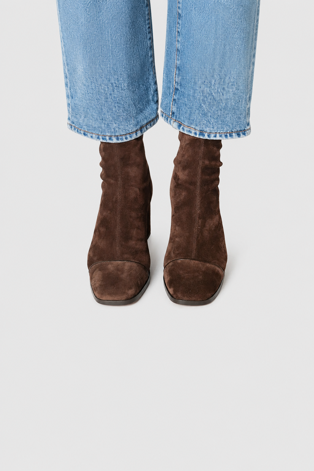 Camille - Square-Toe Suede Ankle Boots