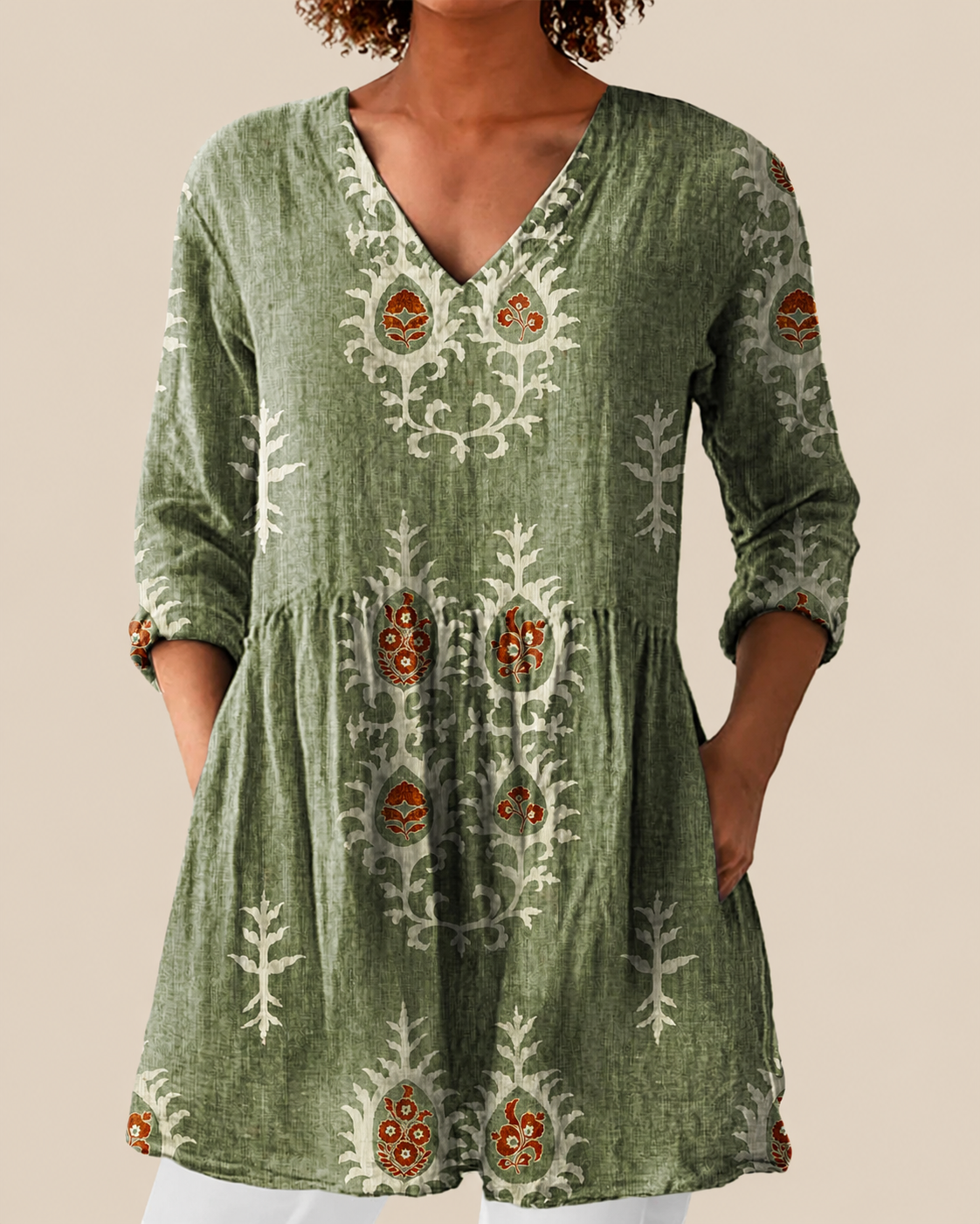 Via - Long Blouse with Bold Pattern