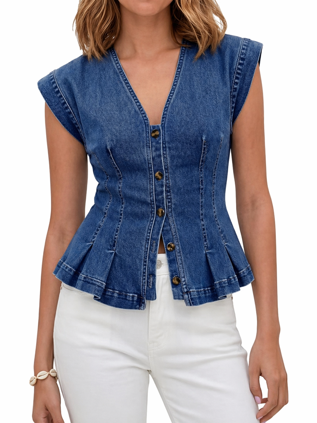 Francine - V-Neck Denim Top