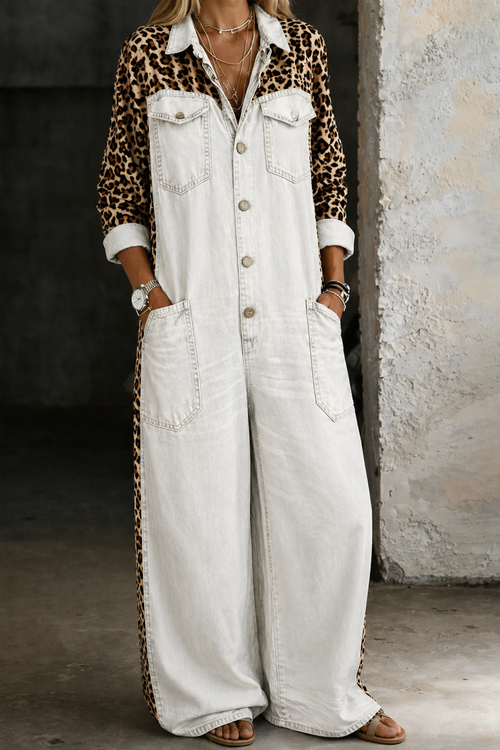 Amelia - One Piece Denim Shirt Jumpsuit
