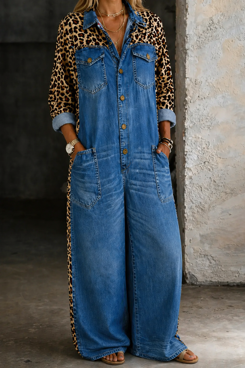 Amelia - One Piece Denim Shirt Jumpsuit