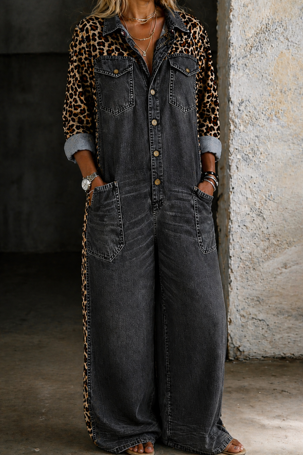 Amelia - One Piece Denim Shirt Jumpsuit